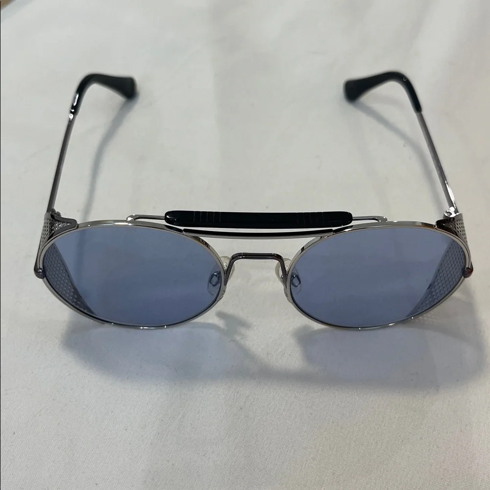 ill.i by Will.i.am Round Metal Sunglasses Blue Lenses Mens Glasses made in Italy